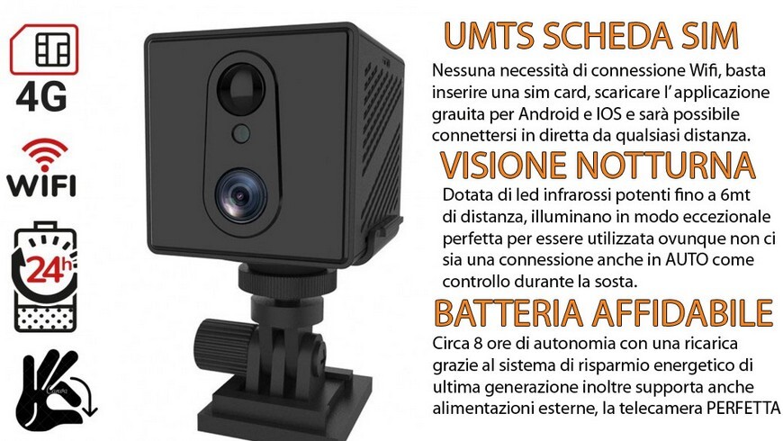 Telecamera spia UMTS CON SCHEDA SIM Telecamera in diretta audio video senza internet