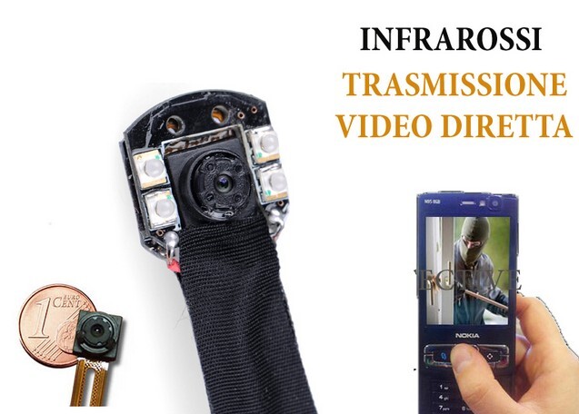 Micro telecamera spia infrarossi Wifi Wireless visione nottuna