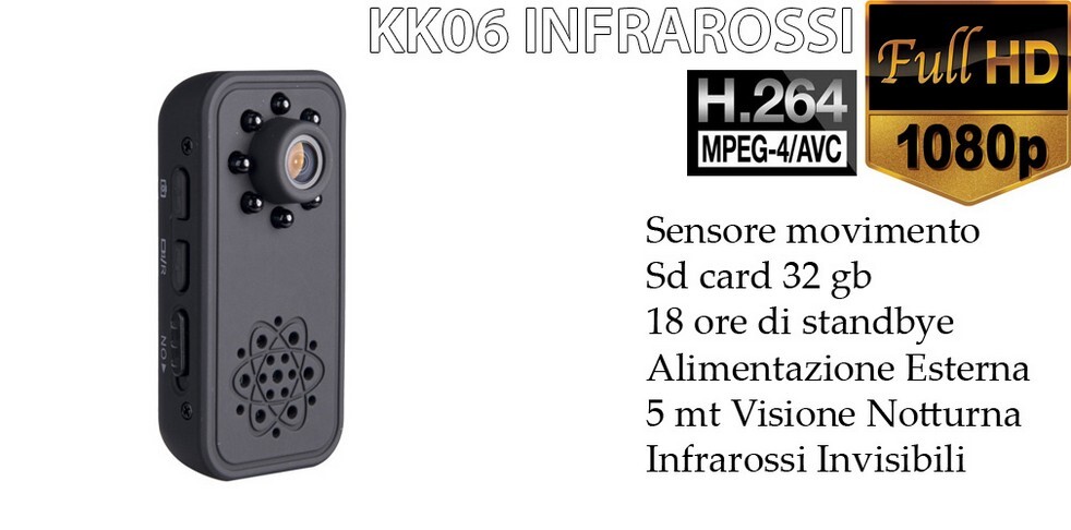 MINI MICRO TELECAMERA SPIA PORTATILE FULL HD 1080P INTERNA VISIONE