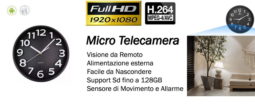 Orologio da parete con telecamera WiFi nascosta Il Detective